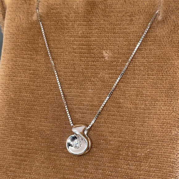 Solid Stamped 14K White Gold Natural Round Diamond Solitaire Pendant Necklace - Picture 8 of 14